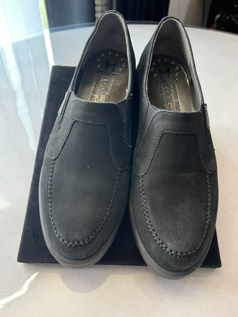 Mephisto Cool-Air Leather Slip-On Comfort Walking Loafers Black US 7.5 Shoes